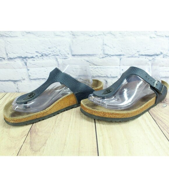 Birkenstock Gizeh Blue Leather T Strap Slip-on Thong Sandals Size 40 US 9 - Picture 2 of 9